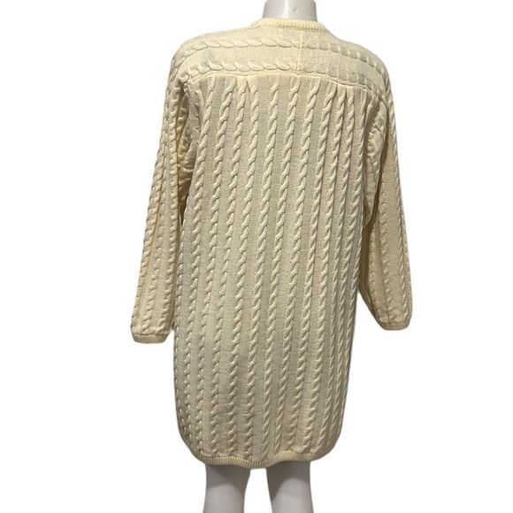 Karen Scott vintage cream open front cable knit cardigan size Medium - Picture 2 of 7